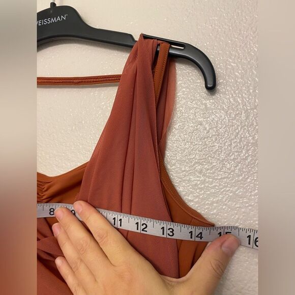 Weissman Balera Dance Costume DOUBLE COWL MESH MAXI DRESS D10454 orange adult SA - Picture 8 of 12